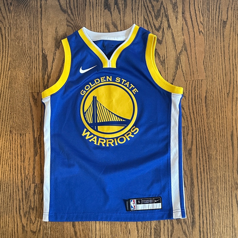 Nike Blue and Yellow Golden State Warriors Kids Jersey